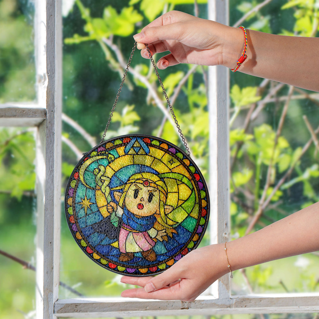 Princess Zelda “Echoes of Wisdom” Stained-Glass Suncatcher – Window Hanging Décor