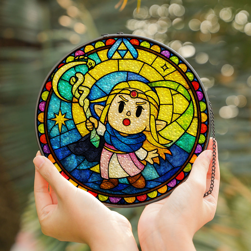 Princess Zelda “Echoes of Wisdom” Stained-Glass Suncatcher – Window Hanging Décor