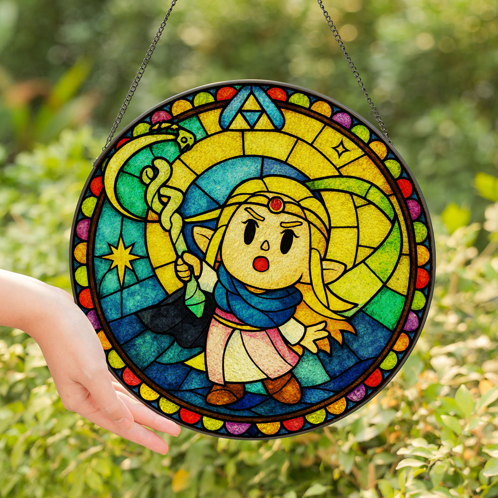 Princess Zelda “Echoes of Wisdom” Stained-Glass Suncatcher – Window Hanging Décor