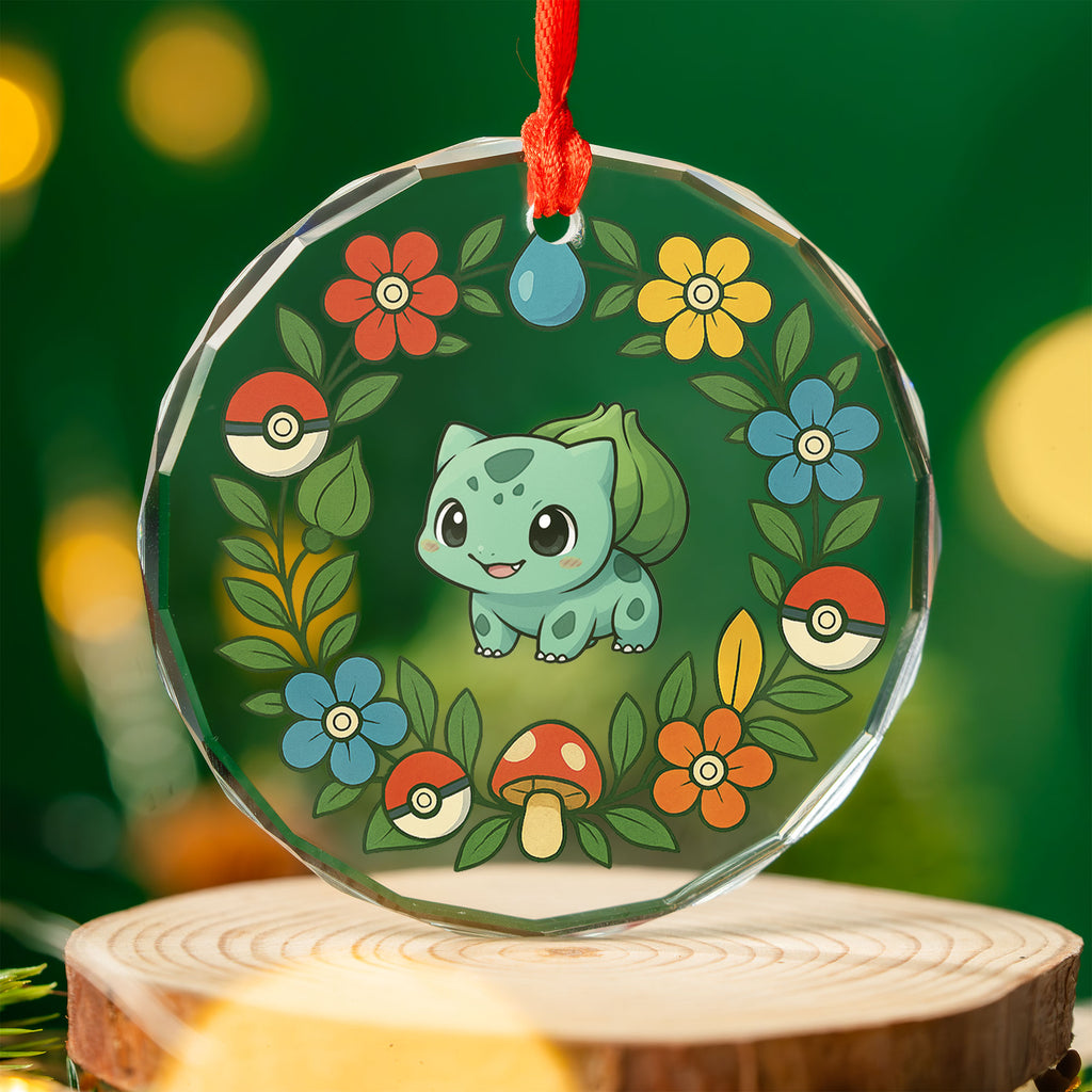 Pokémon Glass Ornament – Crystal 3" Beveled Edge | Bulbasaur, Eevee, Gastly, Gengar, Jigglypuff, Pikachu, Psyduck, Snorlax, Squirtle