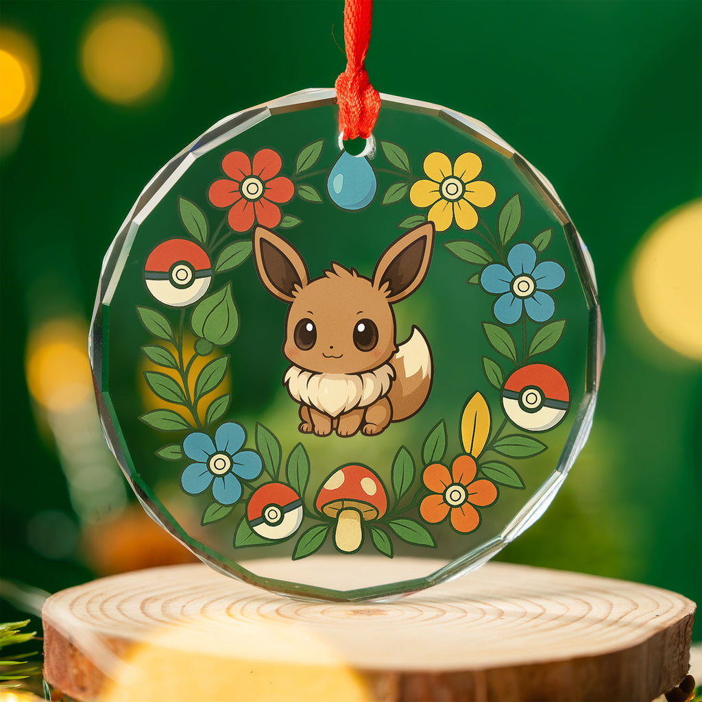 Pokémon Glass Ornament – Crystal 3" Beveled Edge | Bulbasaur, Eevee, Gastly, Gengar, Jigglypuff, Pikachu, Psyduck, Snorlax, Squirtle