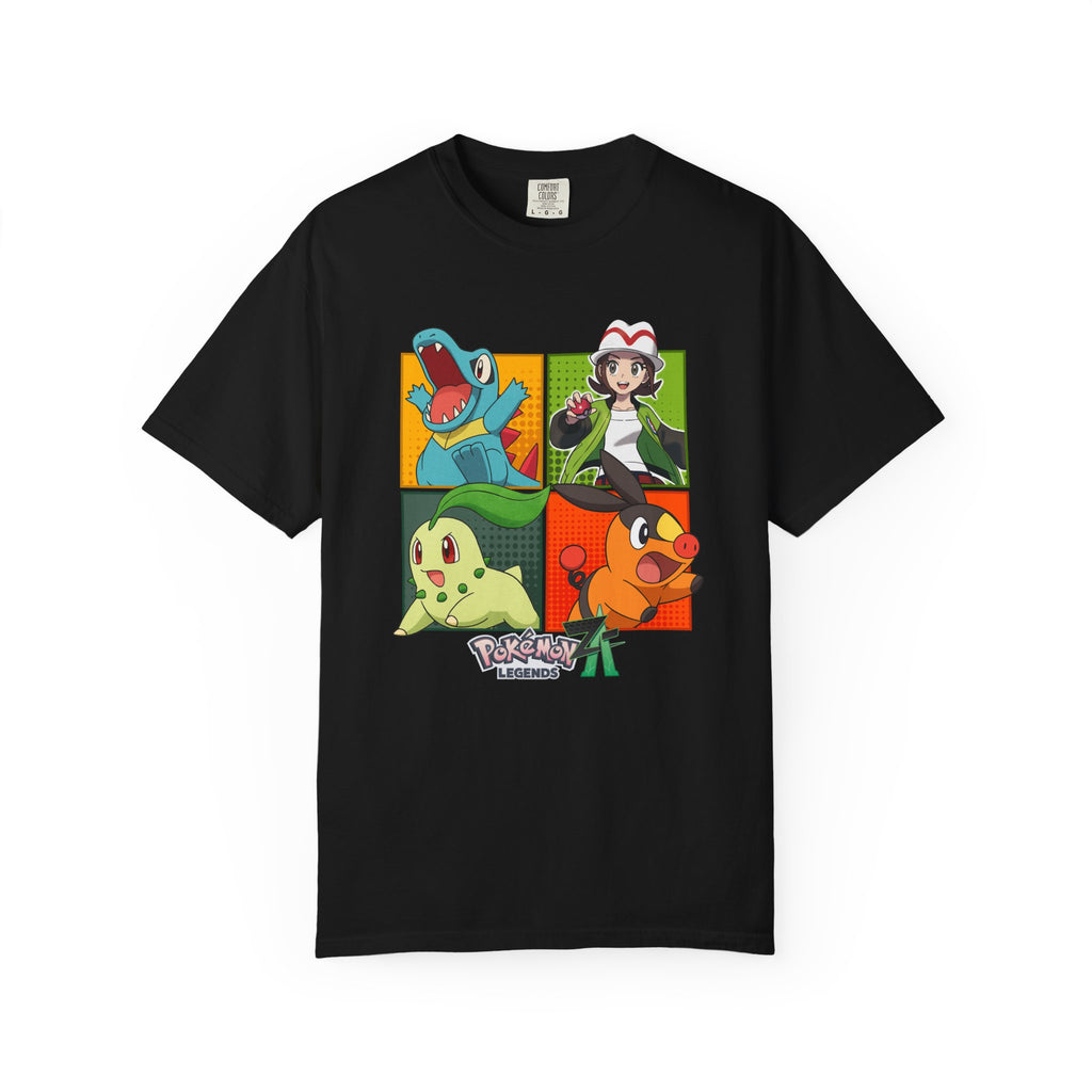 Pokémon Legends Z-A T-Shirt – Paxton & Harmony Design with Totodile, Chikorita, and Tepig