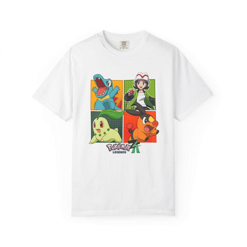 Pokémon Legends Z-A T-Shirt – Paxton & Harmony Design with Totodile, Chikorita, and Tepig
