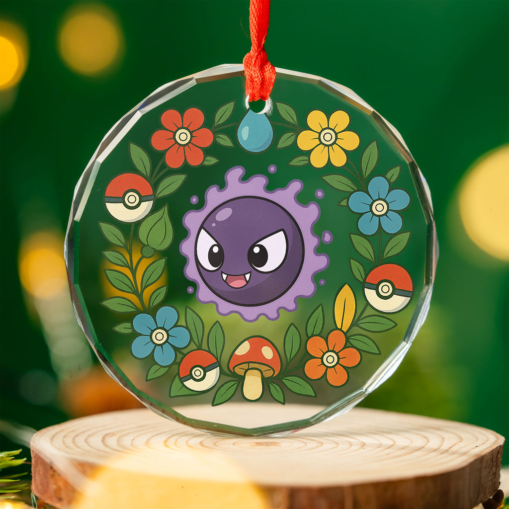 Pokémon Glass Ornament – Crystal 3" Beveled Edge | Bulbasaur, Eevee, Gastly, Gengar, Jigglypuff, Pikachu, Psyduck, Snorlax, Squirtle