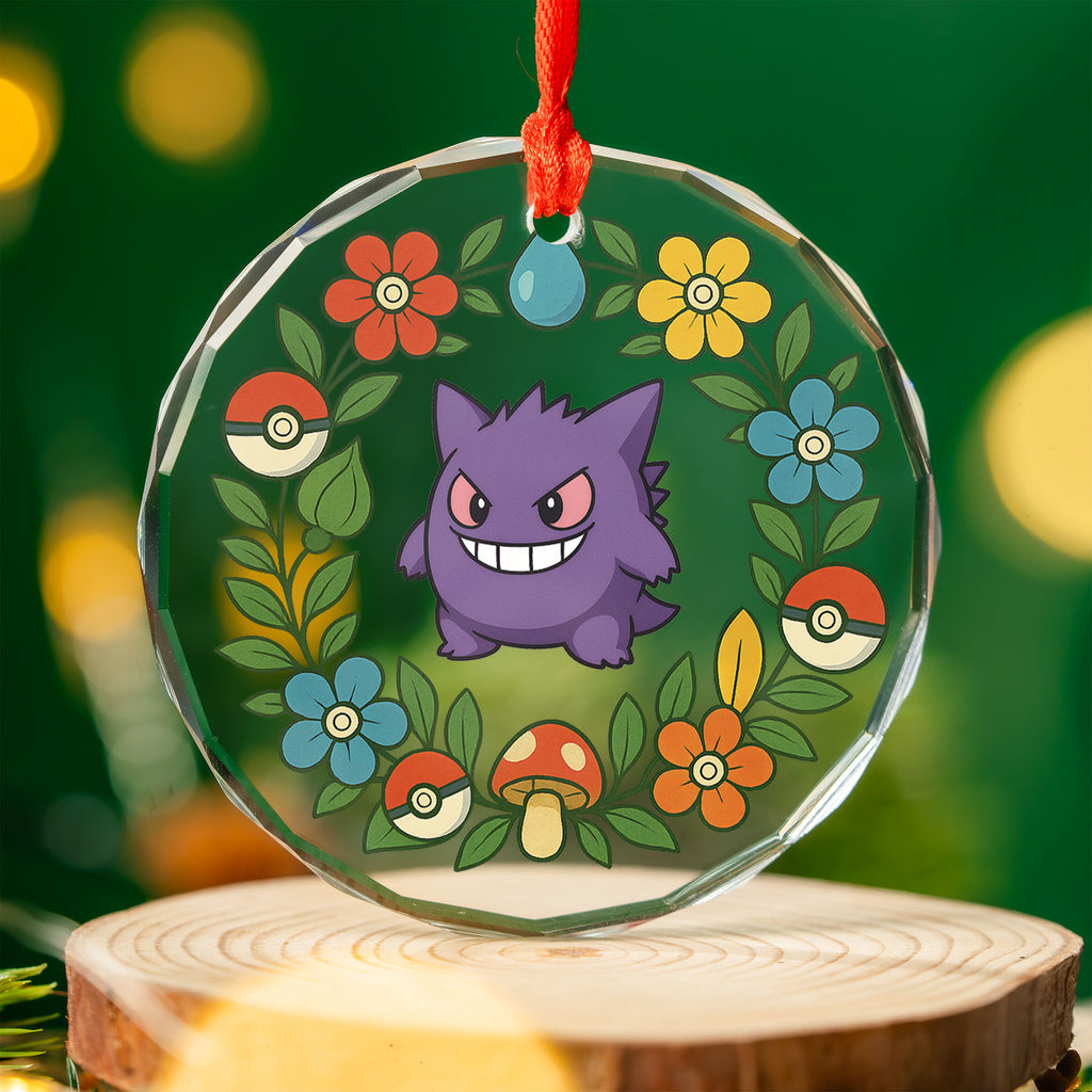 Pokémon Glass Ornament – Crystal 3" Beveled Edge | Bulbasaur, Eevee, Gastly, Gengar, Jigglypuff, Pikachu, Psyduck, Snorlax, Squirtle