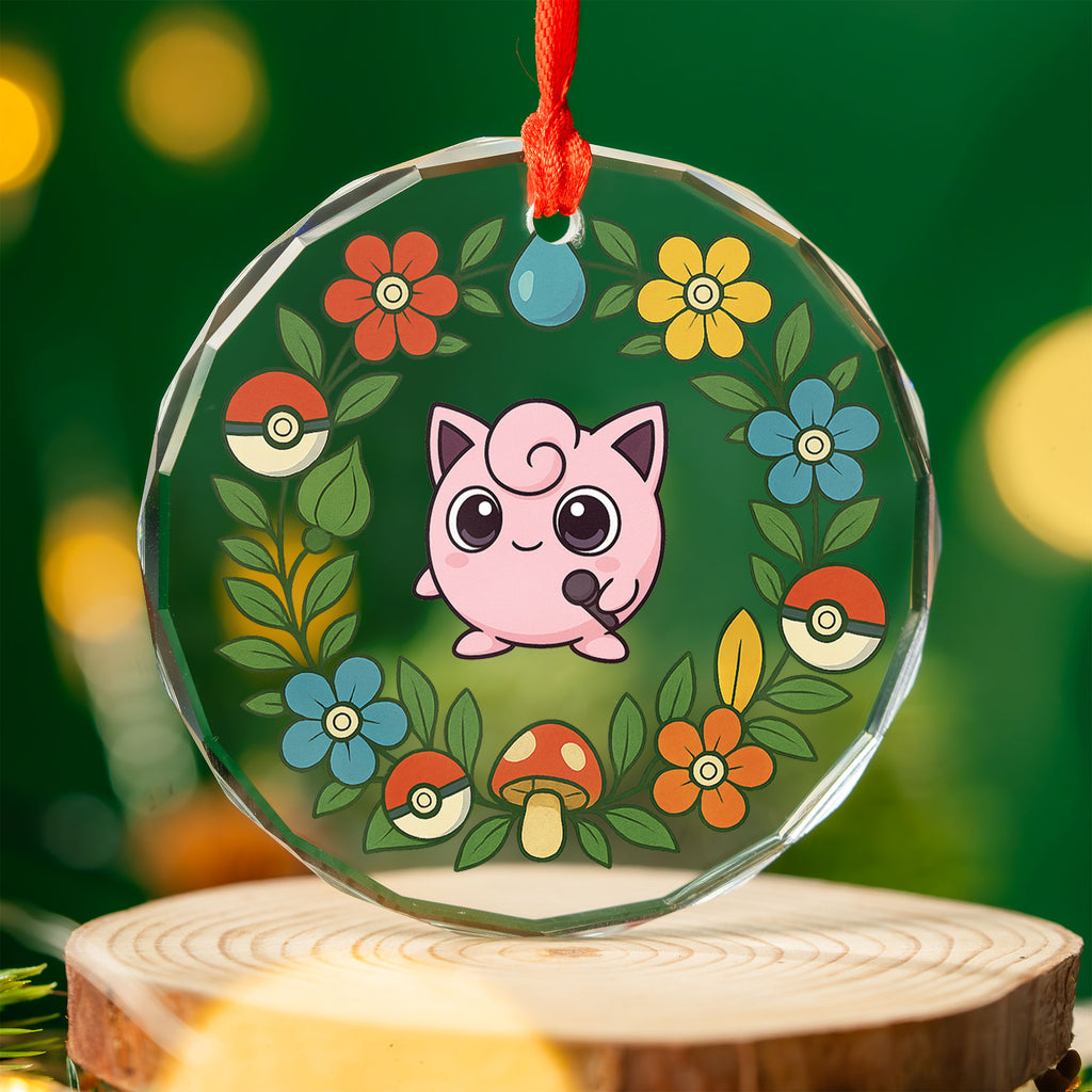 Pokémon Glass Ornament – Crystal 3" Beveled Edge | Bulbasaur, Eevee, Gastly, Gengar, Jigglypuff, Pikachu, Psyduck, Snorlax, Squirtle
