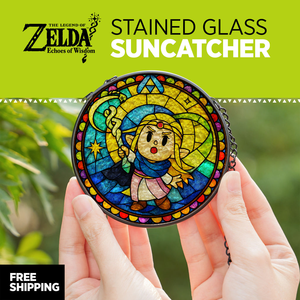 Princess Zelda “Echoes of Wisdom” Stained-Glass Suncatcher – Window Hanging Décor