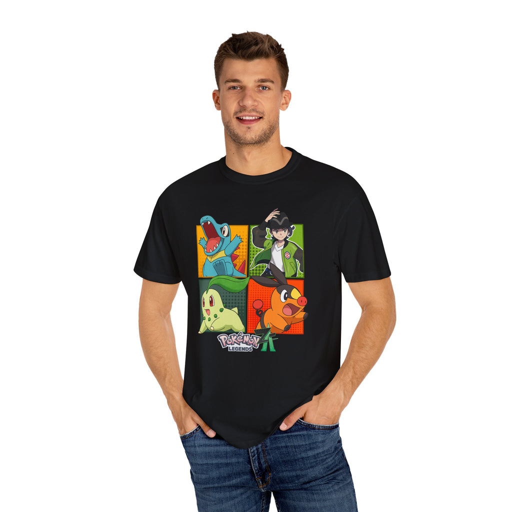 Pokémon Legends Z-A T-Shirt – Paxton & Harmony Design with Totodile, Chikorita, and Tepig
