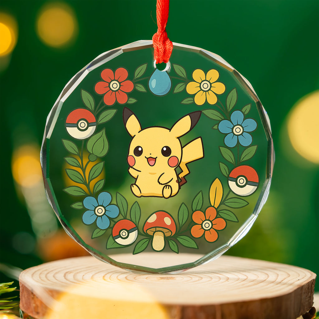 Pokémon Glass Ornament – Crystal 3" Beveled Edge | Bulbasaur, Eevee, Gastly, Gengar, Jigglypuff, Pikachu, Psyduck, Snorlax, Squirtle
