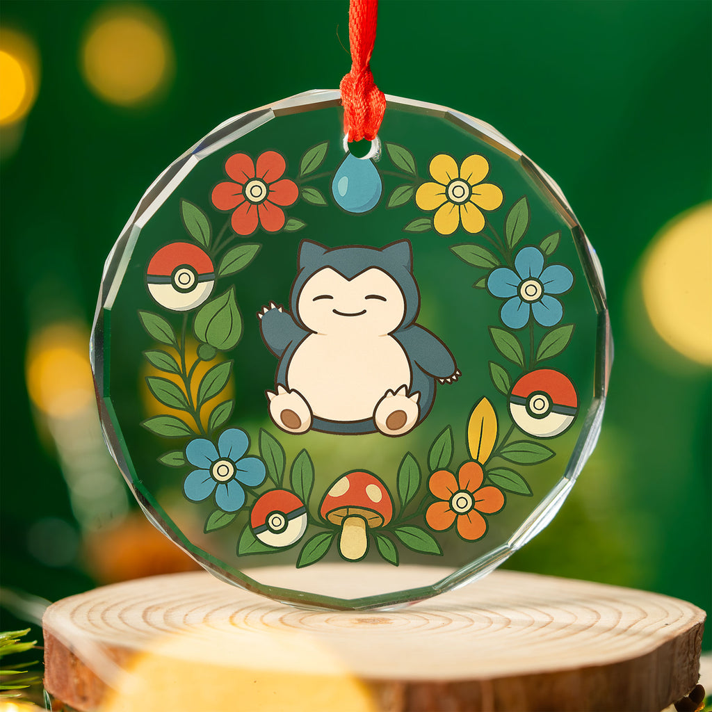 Pokémon Glass Ornament – Crystal 3" Beveled Edge | Bulbasaur, Eevee, Gastly, Gengar, Jigglypuff, Pikachu, Psyduck, Snorlax, Squirtle