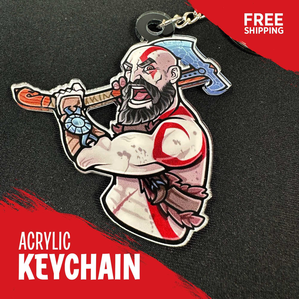 Kratos Keychain | God of War Inspired Acrylic Charm | Gamer Gift | Kratos & Atreus Fan Art Charm