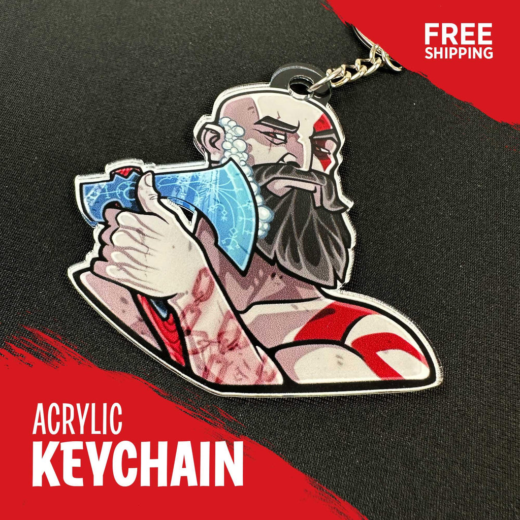 Kratos Keychain | God of War Inspired Acrylic Charm | Gamer Gift | Kratos & Atreus Fan Art Charm
