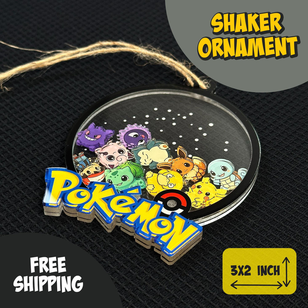 Pokemon Shaker Ornament – Kawaii Acrylic Decoration with Cute Chibi Characters | Anime Collectible Gift, Free Shipping | Pokemon Charms