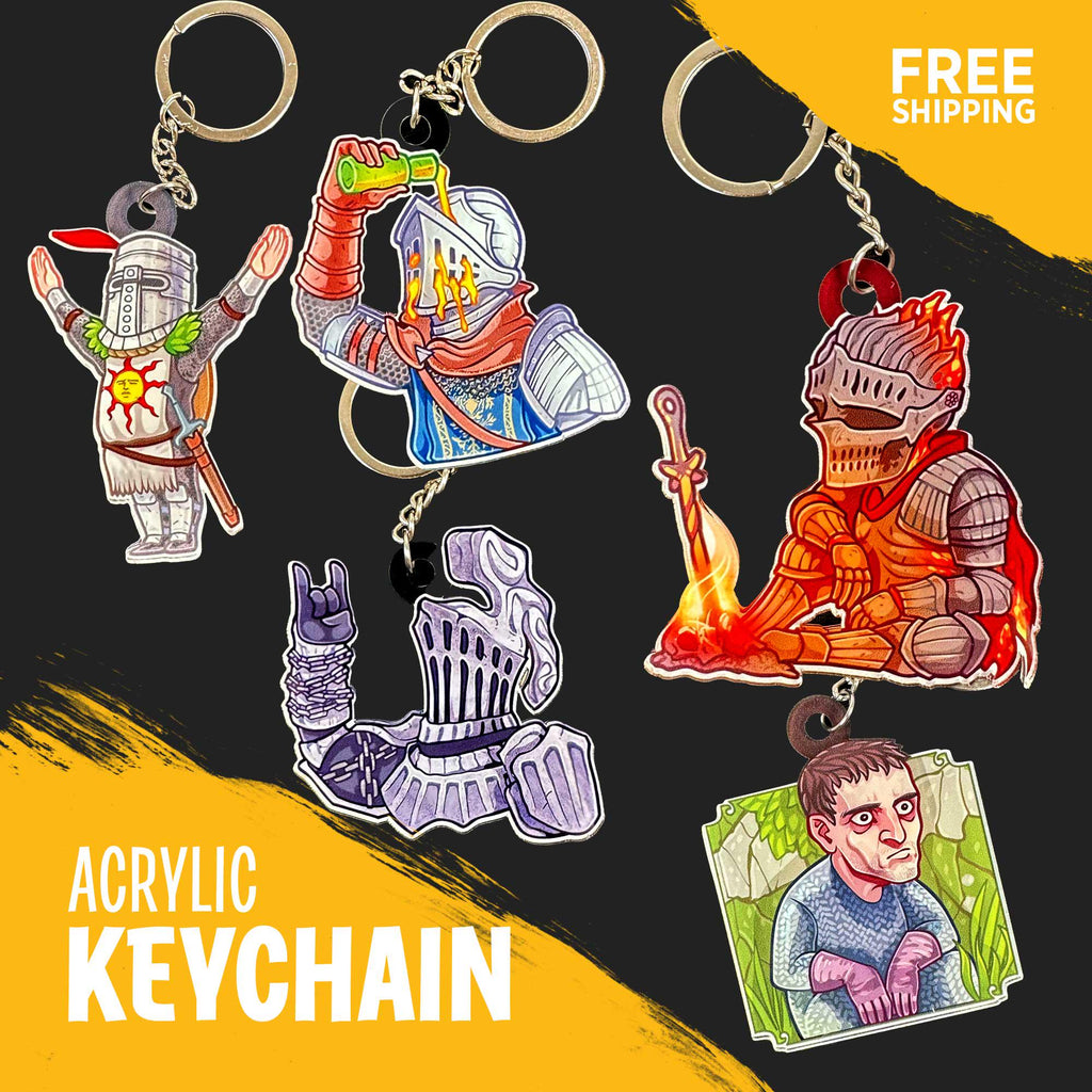 Dark Souls Inspired Acrylic Keychain & Magnet | Double-Sided Art | Soulslike Gamer Gift | Gaming Collectible | Gamer Gift