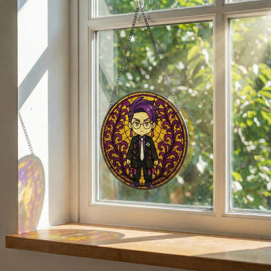 Corbeau Stained Glass Suncatcher / Pokémon Legends ZA Inspired Window Hanging Décor