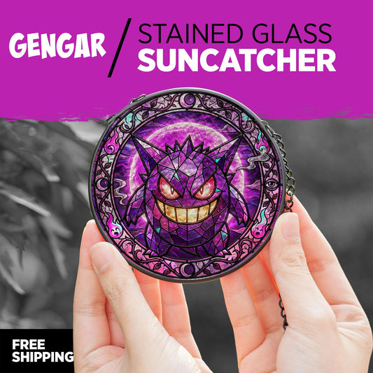 Gengar Stained Glass Suncatcher • Inspired by Pokemon Gengar