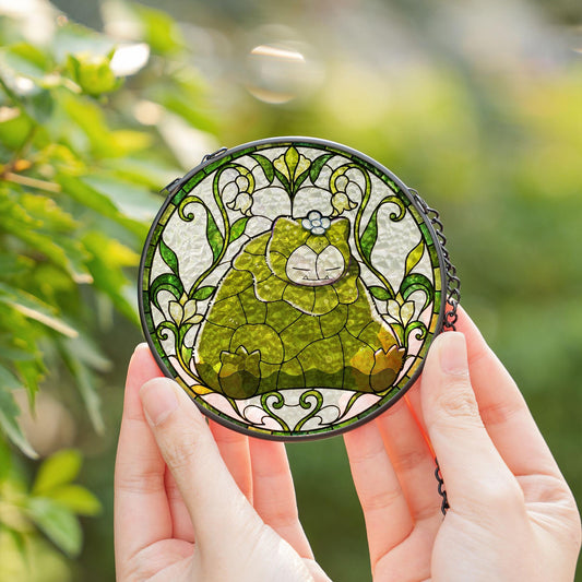 Mosslax Stained Glass Suncatcher • Inspired by Pokemon Pokopia Mosslax