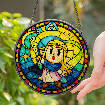 Princess Zelda “Echoes of Wisdom” Stained-Glass Suncatcher – Window Hanging Décor
