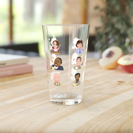 Dunder Mifflin Pint Glass / All The Office Cast & Characters 16 oz Pint Glass