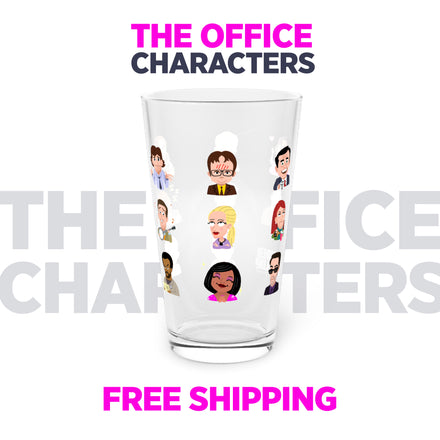 Dunder Mifflin Pint Glass / All The Office Cast & Characters 16 oz Pint Glass