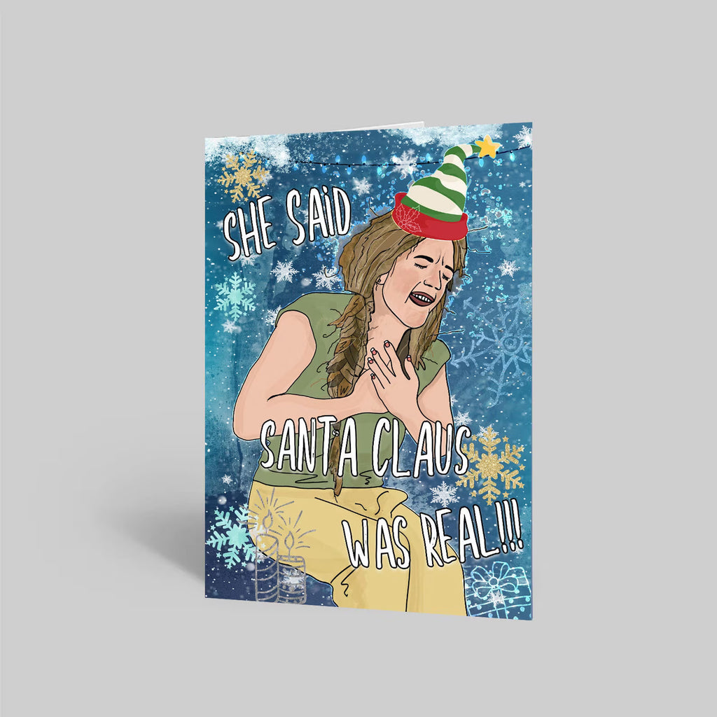 Greeting card with Dannielle Merrifield from the TLC Reality TV Show series 'Seeking Sister Wife" illustrated on the front. Blank inside. 