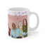 A funny mug with the cast of TLC Network's "Seeking Sister Wife" illustrated on the front 