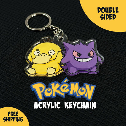 Pokemon Keychains | Custom Personalized Chibi Kawaii Acrylic Charms | Eevee & Bulbasaur, Pikachu Duos, Anime Collectible Gifts