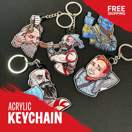 Kratos Keychain | God of War Inspired Acrylic Charm | Gamer Gift | Kratos & Atreus Fan Art Charm