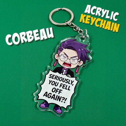 What’re you doing down here? You fell off?! / Corbeau Double Sided Acrylic Keychain / Pokémon Legends ZA