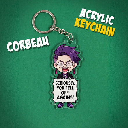 What’re you doing down here? You fell off?! / Corbeau Double Sided Acrylic Keychain / Pokémon Legends ZA