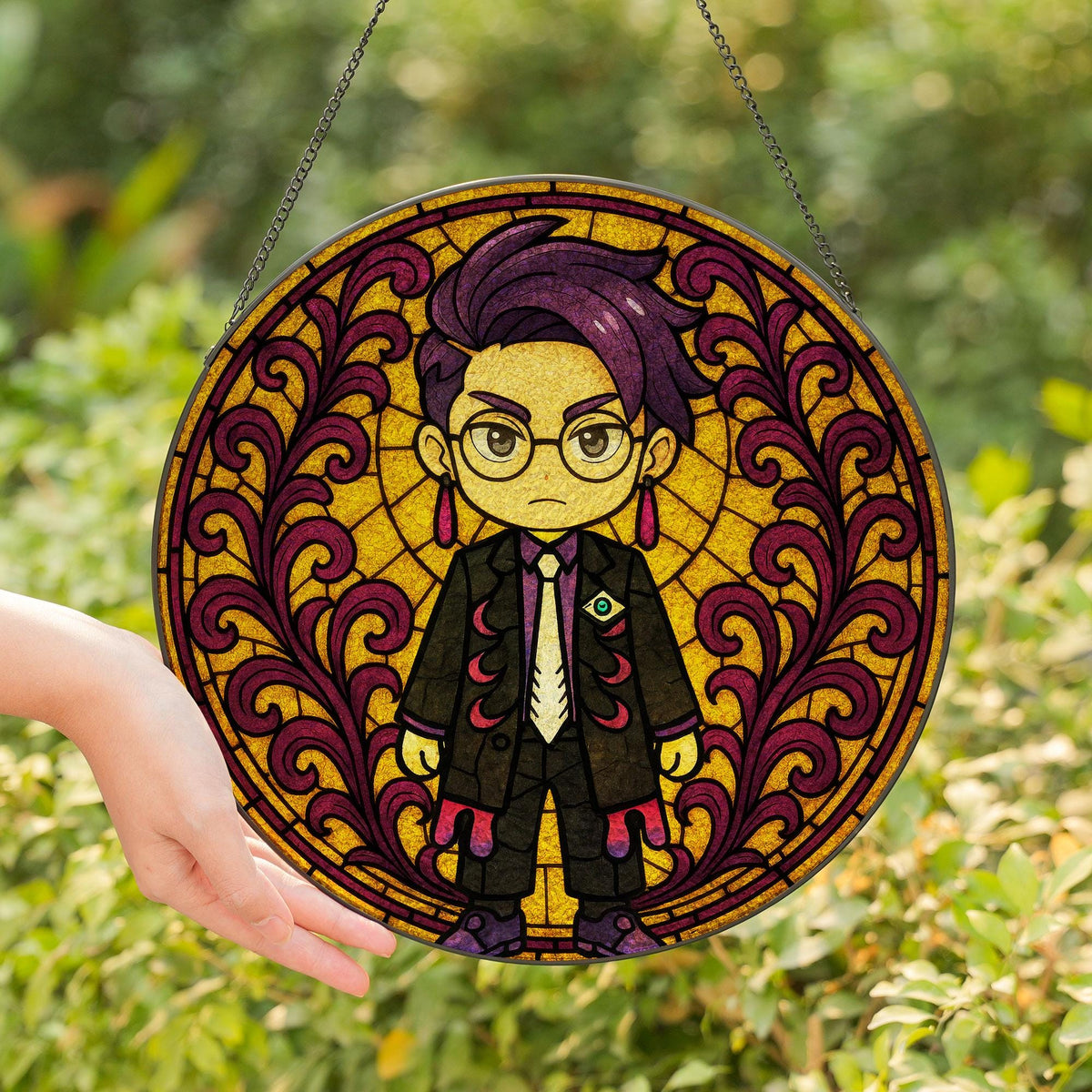 Corbeau Stained Glass Suncatcher / Pokémon Legends ZA Inspired Window Hanging Décor