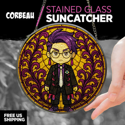 Corbeau Stained Glass Suncatcher / Pokémon Legends ZA Inspired Window Hanging Décor