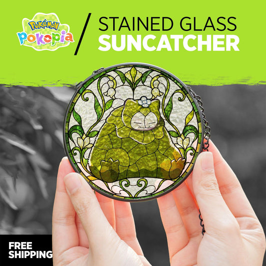 Mosslax Stained Glass Suncatcher • Inspired by Pokemon Pokopia Mosslax